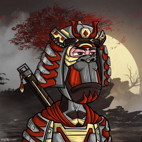 Cartoon Gorilla in Samurai Costume