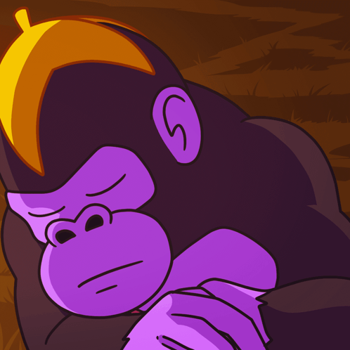 Cartoon Gorilla with Purple Head