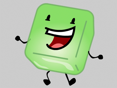 Cartoon Green Cube with Arms and Legs