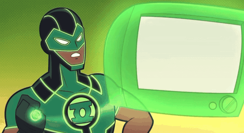Cartoon Green Lantern Holding Green Screen