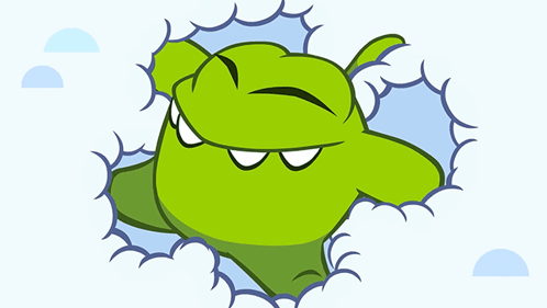 Cartoon Green Monster with Cloudy Background