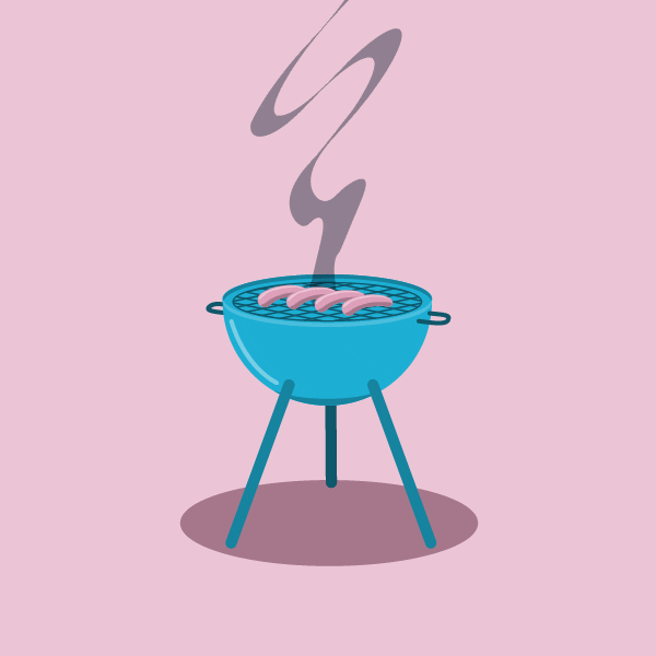 Cartoon Grill Smoking Lilac Background GIF