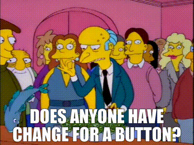 Cartoon Group Standing With Does Anyone Have Change For A Button