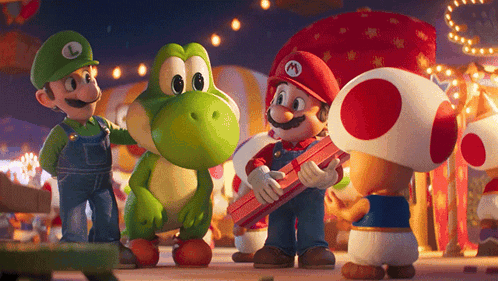 Cartoon Group With Mario And Yoshi GIF