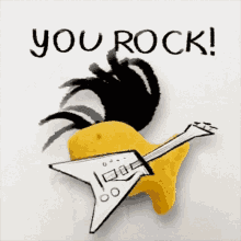 Cartoon Guitar Saying You Rock