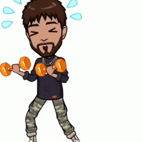 Cartoon Gym Buff Working Out GIF