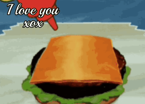 Cartoon Hamburger Saying I Love You Xoxo