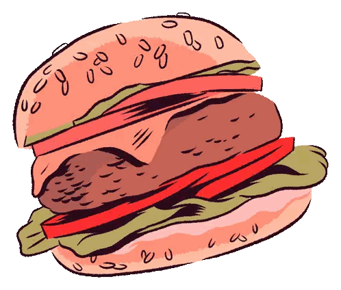 Cartoon Hamburger With Lettuce Tomato and Cheese