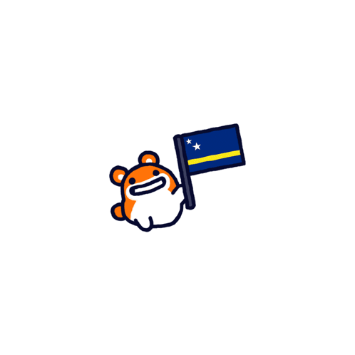 Cartoon Hamster Holding Blue Flag With Yellow Stars