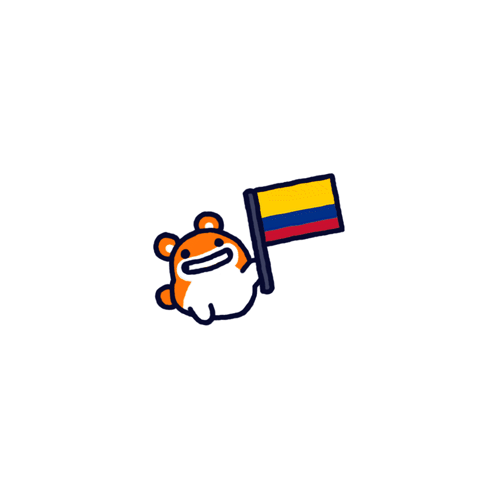 Cartoon Hamster Holding Colombia Flag
