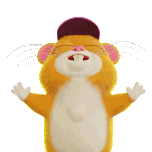 Cartoon Hamster in Pink Hat