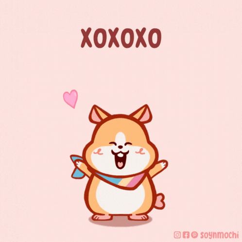 Cartoon Hamster Saying XOXOX