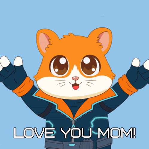 Cartoon Hamster Says Love You Mom