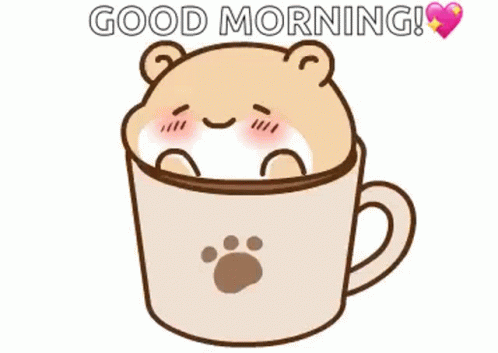 Cartoon Hamster Sitting In Coffee Cup GIF