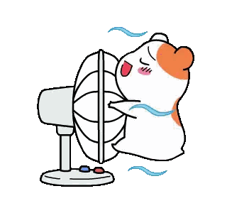 Cartoon Hamster Sitting in Front of Fan