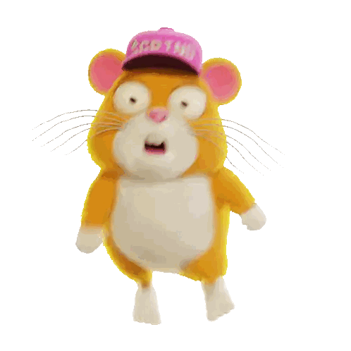Cartoon Hamster Wearing Pink Hat