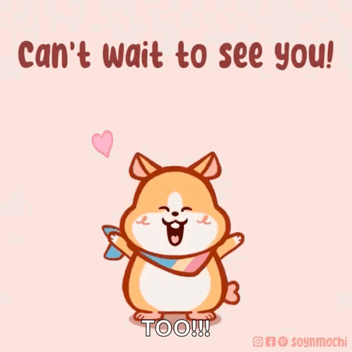 Cartoon Hamster With Scarf in Front of Pink Background With Hearts