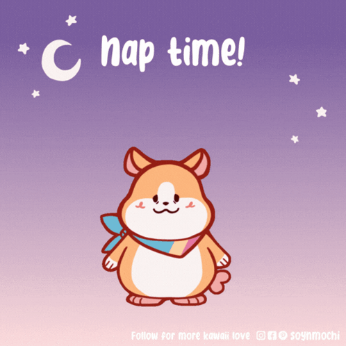 Cartoon Hamster With Scarf Saying Nap Time