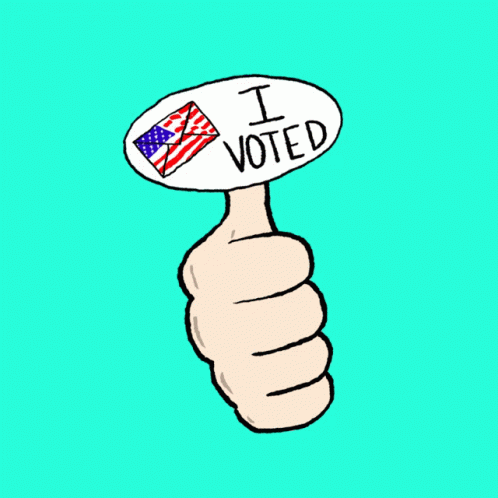 Cartoon Hand Holding I Voted Sign