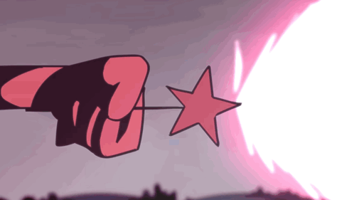Cartoon Hand Holding Red Star With Light