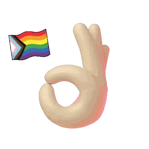 Cartoon Hand Showing OK Sign with Rainbow Flag