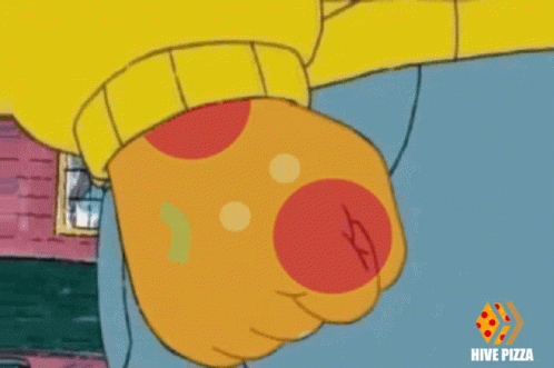 Cartoon Hand With Hive Pizza Logo GIF