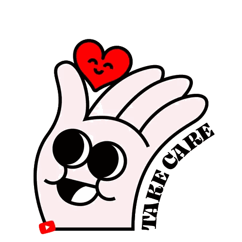 Cartoon Hand with Sunglasses Heart Take Care