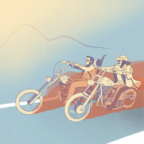 Cartoon Harley Davidson Happy Birthday Duo Ride GIF