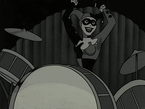 Cartoon Harley Quinn Playing Rim Shot GIF