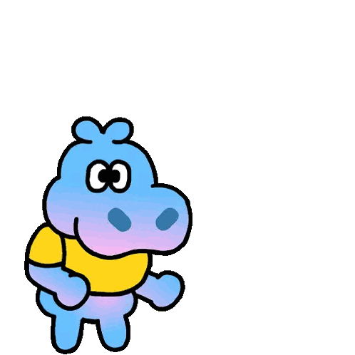 Cartoon Hippo in Yellow Shirt With Pink K