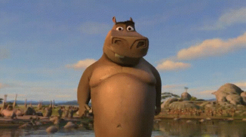 Cartoon Hippopotamus In Water GIF