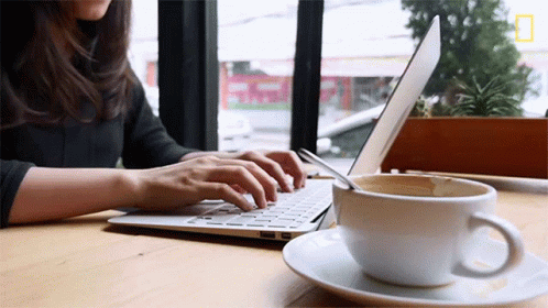 Cartoon Holding Coffee Saying Morning Coffee GIF