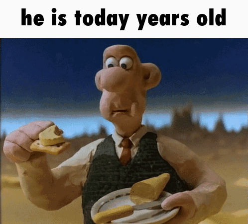 Cartoon Holding Food and Cheese Today Years Old