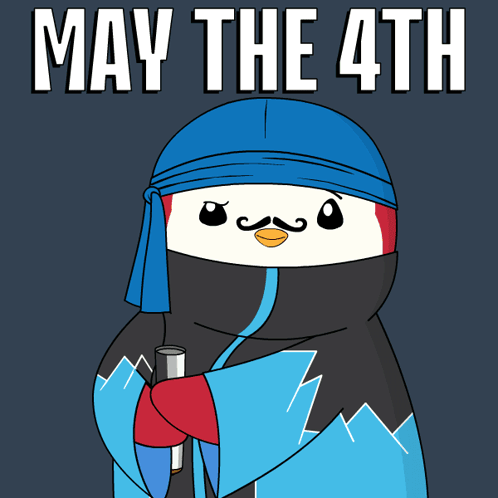 Cartoon Holding Light Saber May the 4th