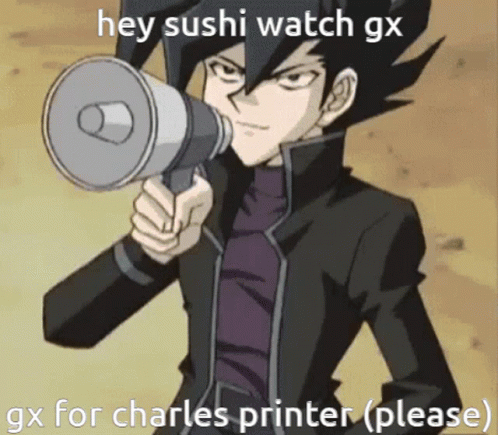 Cartoon Holding Megaphone Saying Hey Sushi Watch Gx Gx For Charles Printer