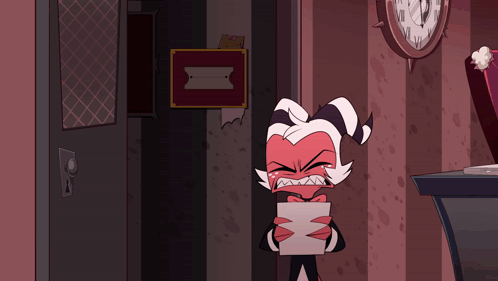 Cartoon Holding Paper In Front Of Wall Clock GIF