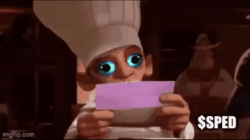 Cartoon Holding Purple Paper Saying Ssped