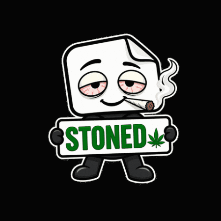 Cartoon Holding Sign Saying Stoned