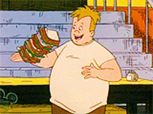 Cartoon Holding Stack Of Sandwiches GIF