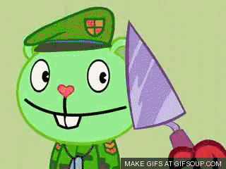 Cartoon Holding Trowel Says Make GIFs At Gifsoup.com GIF