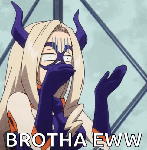 Cartoon Horned Character Covering Mouth Brotha Eww GIF
