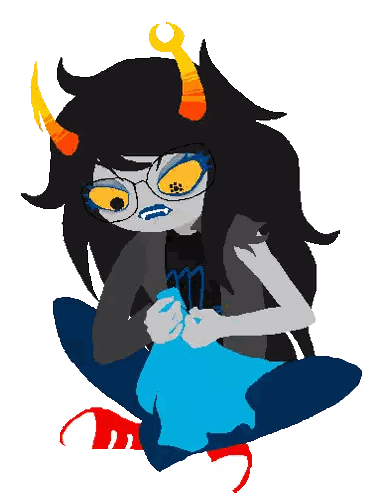 Cartoon Horned Character Knitting Blue