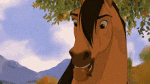 Cartoon Horse Standing Under Tree