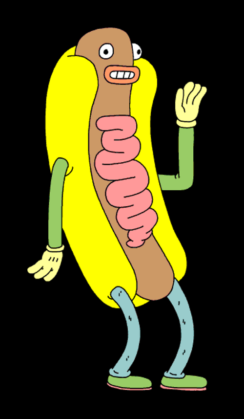 Cartoon Hot Dog In A Bun GIF