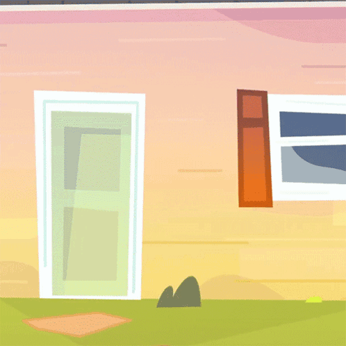 Cartoon House With Open Door and Window