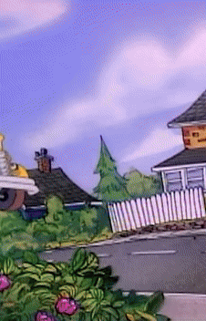 Cartoon House With White Picket Fence GIF