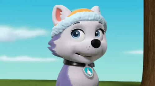 Cartoon Husky Dog Wearing Hat And Collar Beside Tree GIF