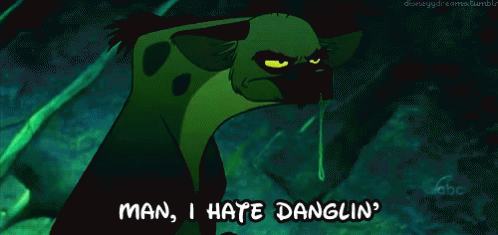 Cartoon Hyena Saying Man I Hate Danglin