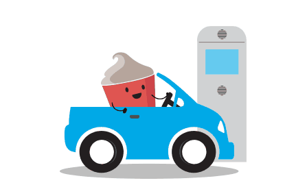 Cartoon Ice Cream Cup Driving a Car