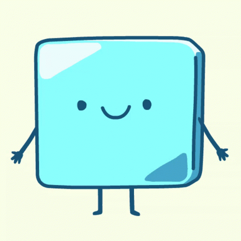 Cartoon Ice Cube with Face and Limbs